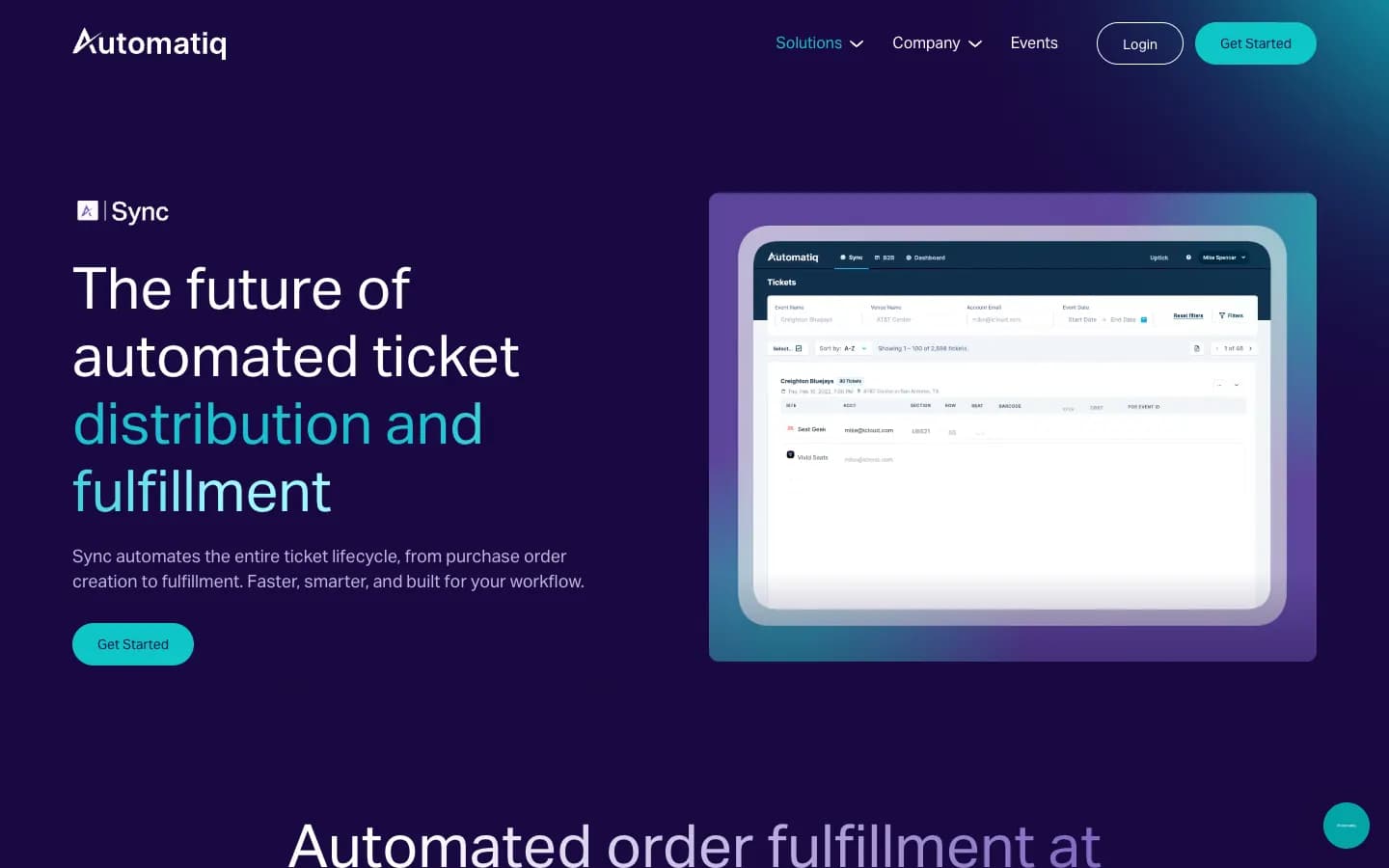 Sync's product page